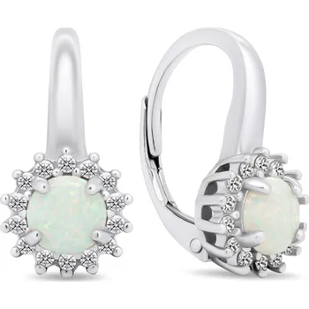 Módní doplněk Brilio Silver Krásné stříbrné náušnice se zirkony a opály EA382W + 2 měsíce na vrácení zboží