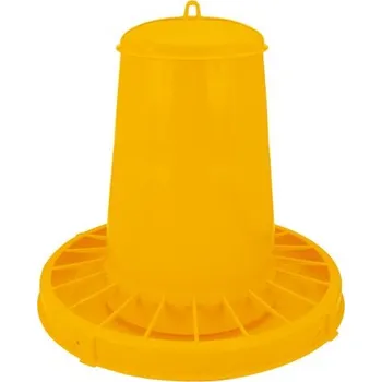 krmítko pro hospodářská zvířata TOPTRADE tubusové krmítko pro drůbež 20 l (plast, žluté) (Zásobníkové krmítko pro slepice – 20 litrů)
