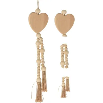 DEKORATIVNÍ ZÁVĚS BOHO ECO NATURA DŘEVĚNÉ SRDCE