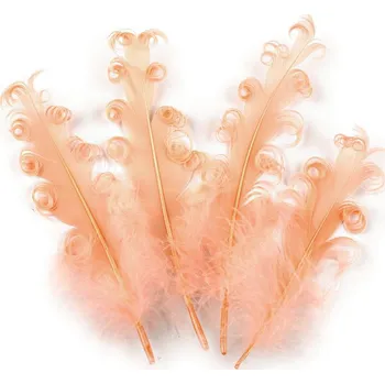 Husí peří kudrnaté délka 12-18 cm lososová světlá 4 ks
