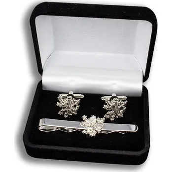 Spona na kravatu ArmyČastolovice.cz Kravatová spona a manžetové knoflíky Český lev v krabičce - stříbrná