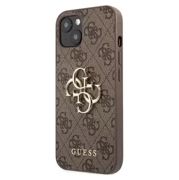 Pouzdro na mobilní telefon Guess PU 4G Metal Logo Zadní Kryt pro iPhone 13 Brown
