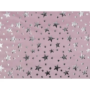 Samet / velvet s metalickým potiskem hvězdy starorůžová sv. 1 m