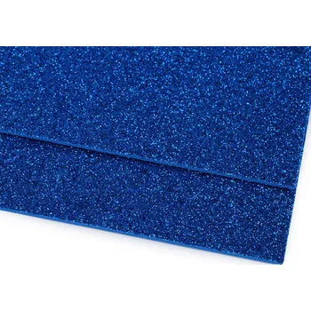 Pěnová guma Moosgummi s glitry 20x30 cm modrá 10 ks