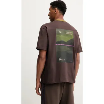 Pánské tričko Bavlněné tričko EA7 Emporio Armani pánské, hnědá barva, s potiskem, AF12957.7X000154 88X, vel. XL