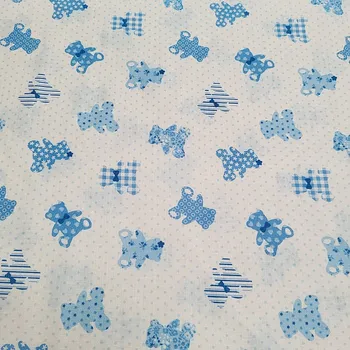 BYTEMA Bavlněná látka BABY TEDDY modrý šíře 150 cm