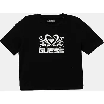 Dívčí tričko Dětské tričko Guess černá barva, J5YI02 K6YW4 J5YI02.K6YW4.9BYA 99X, vel. 147-157