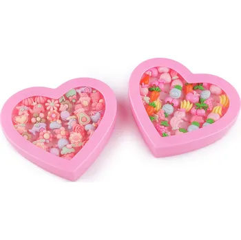 Sada dětských prstýnků v krabičce srdce mix náhodných variant 4 ks