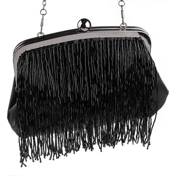 Kabelka Kabelka - psaníčko saténové s rokajlem černá 1 ks