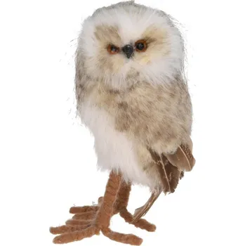 DEKORATIVNÍ SOVA STOJÍCÍ VLEVO 17CM HNĚDÁ