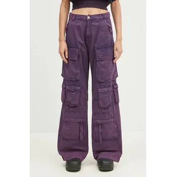 Bavlněné kalhoty Alpha Industries Multipocket Pant fialová barva, široké, high waist, 148022, XS, 49X
