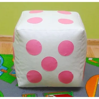 Taburet Dětský taburet KOSTKA 30 cm - bílá + růžová