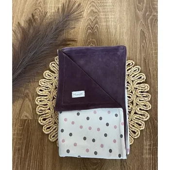 Dětská deka Dětská oboustranná deka Mamatti, bavlna/velvet, 80 x 90 cm, Puntík - smetana/fialová