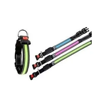 Obojek pro psa Flamingo LED nylonový obojek růžový s USB nabíjením 66cm XL