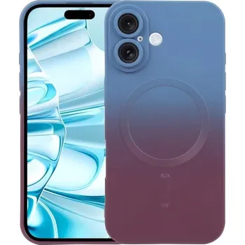 Pouzdro na mobilní telefon Gradient silikonový kryt MagSafe se sklem na fotoaparát pro iPhone 16 Plus Barva: Modrá/hnědá