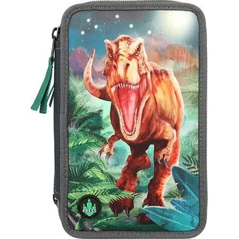 Penál Depesche Dino World penál T-Rex v noci LED – 3 patra s výbavou