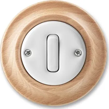vypínač DECENTO Přepínač střídavý bílá-porc./přírodní buk ABB 3559K-C06345 50
