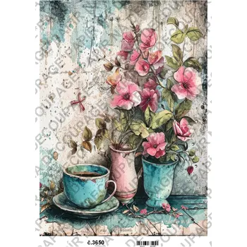 Umělecký papír Rýžový a soft papír na decoupage - Zátiší vintage - KB03650 Materiál: Soft, Rozměr: A4