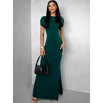 Dámské šaty Smaragdové dlouhé šaty TIELAS s řasením Velikost: ONESIZE