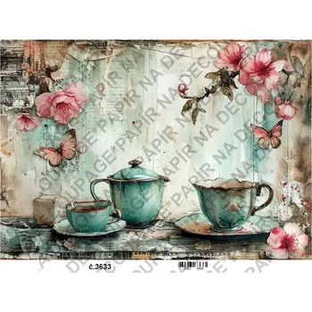 Umělecký papír Rýžový a soft papír na decoupage - Zátiší vintage - KB03633 Materiál: Soft, Rozměr: A4