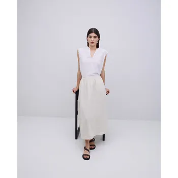 Dámská sukně Sukně Yerse 42P20 krémová lněná pod kolena Velikost: 40