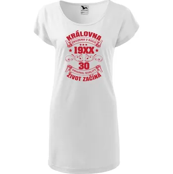 Dámské šaty DOBRÝ TRIKO Dámské tričko/šaty Život začíná 30 Velikost: S, Barva: Bílá