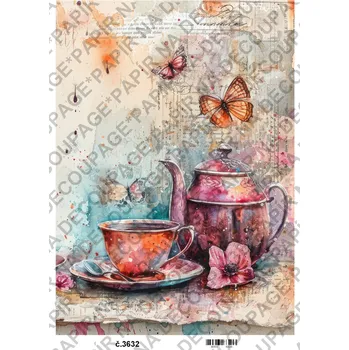 Umělecký papír Rýžový a soft papír na decoupage - Zátiší vintage - KB03632 Materiál: Soft, Rozměr: A4