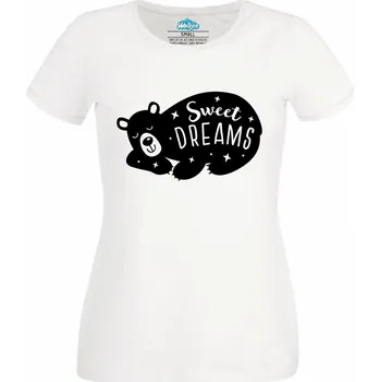 Dámské tričko Spící Medvěd Sweet Dreams (Velikost: 4XL, Barva: Bílá)