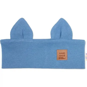 Pokrývka hlavy Čelenka Cat s oušky pro děti Hand Made - jeans, 1-3 roky
