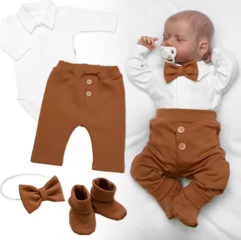 Kojenecké oblečení 4D sada pro chlapečky Baby Elegán - karamelová, vel. 74