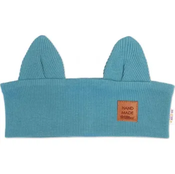 Zimní čelenka Čelenka Cat s oušky pro děti Hand Made - mořská, 1- 3 roky
