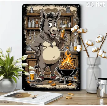 Plechová cedule BAF Nástěnná kovová cedule Tlustý osel 30 x 20 cm