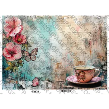 Umělecký papír Rýžový a soft papír na decoupage - Zátiší vintage - KB03638 Materiál: Soft, Rozměr: A4