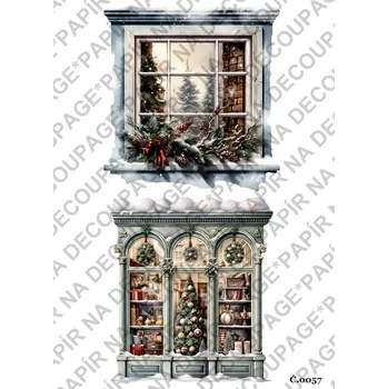 Umělecký papír Rýžový a soft papír na decoupage - Okna vánoční - KB057 Materiál: Soft, Rozměr: A4