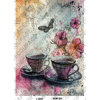 Umělecký papír Rýžový a soft papír na decoupage - Zátiší vintage - KB03642 Materiál: Soft, Rozměr: A4