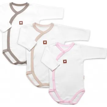 Kojenecký body Rostoucí výhodná sada, 3x Body zap. bokem Nature - růžová/béžová/taupe, vel. 56/62