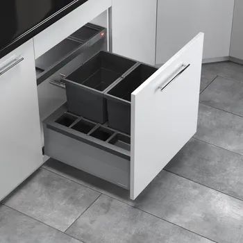 Odpadkový koš Hailo AS Separato K 600 20/20 tmavě šedý - vestavný třídič odpadu