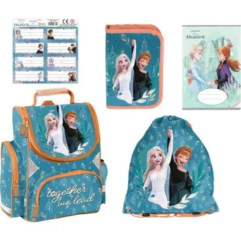 Školní batoh PASO zvýhodněná školní sada s aktovkou Disney Frozen 5 ks - aktovka, penál, sáček, jmenovky, sešit