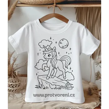 Tričko jako omalovánka Tričko k vybarvení, dětské, JEDNOROŽEC NA SKÁLE, 1 ks zvolte VELIKOST trička ZDE:: 9/10 let Beagle