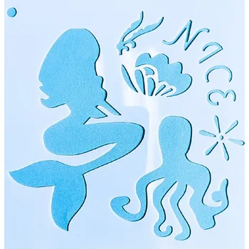 Plastová šablona, MOŘSKÝ SVĚT - MOŘSKÁ PANNA, 13x13 cm, 1 kus