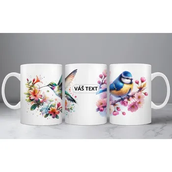 Hrnek 330ml, SE JMÉNEM - TEXTEM, PTÁČCI, cena za 1 ks