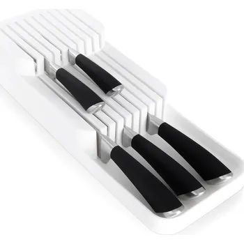 Stojan na nože VILDE Organizér na nože, až na 18 nožů, plastový bílý - 39 x 14,5 x 7,5 cm