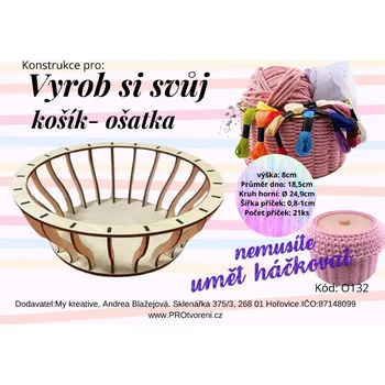 Dřevěná hračka Dřevěný výřez, Konstrukce pro: Vyrob si svůj KOŠÍK - OŠATKA, 24,9x8cm, 1 sada