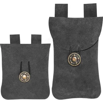 Karnevalový kostým Mythrojan Semišový měšec na opasek s ozdobnou sponou, šedý