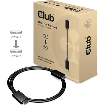 Kabel do PC Club 3D Club3D Kabel USB 3.1 typ C Gen2 4K60Hz UHD Power Delivery 100W, (M/M), 80cm CAC-1522