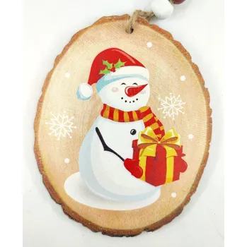 Vánoce Dřevěná dekorace, SNĚHULÁK, 11x9 cm, 1 kus