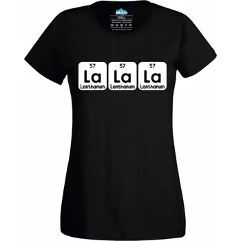 Dámské tričko Dámské tričko Chemické prvky La La La (Velikost: 4XL, Barva: Černá)