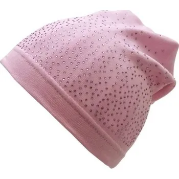 Čepice Dětská čepice s kamínky růžová
