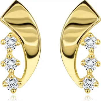 Náušnice Náušnice ze 14K zlata s asymetrickým obloukem a zirkonovou linií
