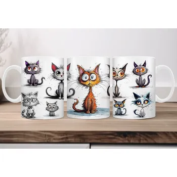 Hrnek 330ml, BAREVNÉ KOČKY, cena za 1 ks